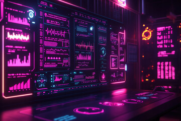Futuristic Neon Data Interface 