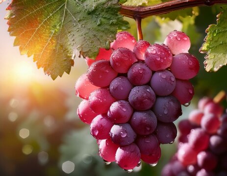 uvas rojas en las ramas de una vid