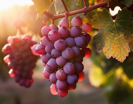uvas rojas en las ramas de una vid