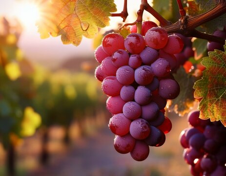uvas rojas en las ramas de una vid