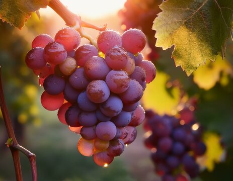 uvas rojas en las ramas de una vid