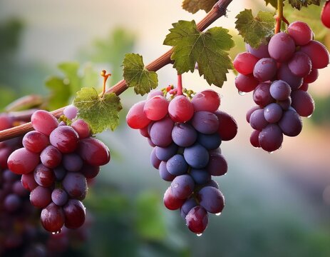 uvas rojas en las ramas de una vid