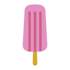 Pink popsicle illustration with wooden stick.