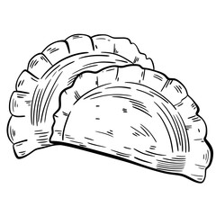 Curry Puff Doodle Outline Hand drawing