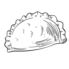 Curry Puff Doodle Outline Hand drawing