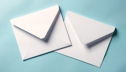 Envelope and Letter Paper on Blue Background.