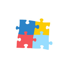 2 April world Autism Awareness Day colorful Puzzle icon.