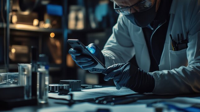 A detective examining a suspect’s personal notebook. Featuring investigation and deduction