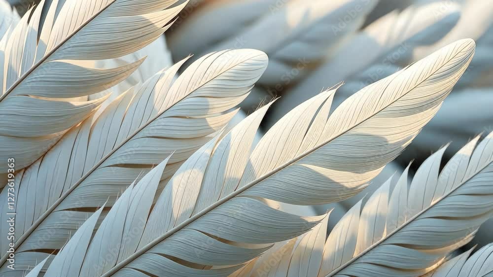 Aufkleber A close up of white feathers. The feathers are white and have a feathery texture. They are arranged in a way that creates a sense of depth and dimension