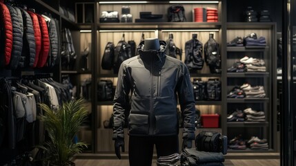 Fototapeta premium Modern Menswear Retail Store Display Featuring Jackets