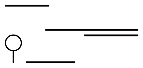 Magnifying glass and black horizontal lines evoke search, investigation, research, and analysis. Ideal for discovery, focus, minimalism, clarity exploration navigation. Abstract line flat metaphor
