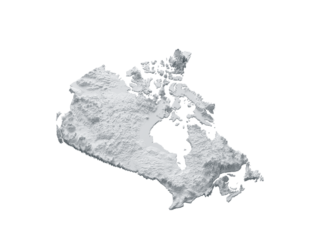 Canada Map Gray And Shaded Relief Textured Map 3D Illustration