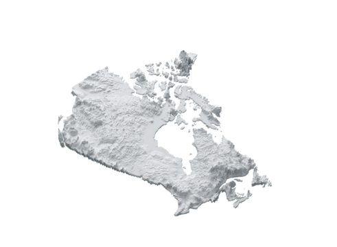 Canada Map Gray And Shaded Relief Textured Map 3D Illustration