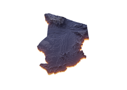 Illuminated Chad Data Map Highlighting Geographical Features Neon Glow Light 3D Illustration