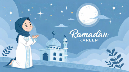 A Heartfelt Prayer: A Young Girl's Devotion During the Sacred Month of Ramadan