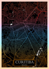 Curitiba City Street Map, abstract city banner, colorful urban paint, abstract watercolor, downtown watercolor paint, business city panorama