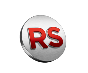 Vibrant Red Rupee Rs Currency Symbol On A Metallic Silver Disc Icon 3D Illustration