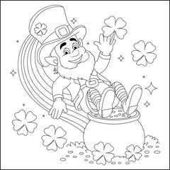 Funny Leprechaun St Patrics day Line art design