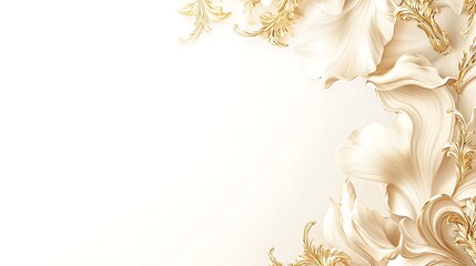 Elegant Gold Accents and Creamy Floral Design