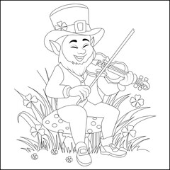 Happy Leprechaun St Patrics day Line art design
