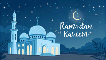 A Majestic Scene: The Beauty of a Mosque Illuminated During Ramadan