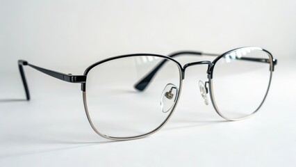 Metal Frame Eyeglasses on White Background
