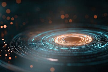 Obraz premium Colorful abstract digital design creating a circular pattern with glow and light effects at night