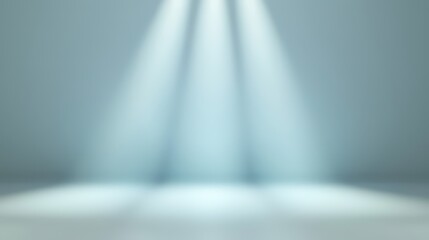 Obraz premium Background with blue light wall in modern studio. Abstract shop window in empty design interior with soft shadow and smooth blur.