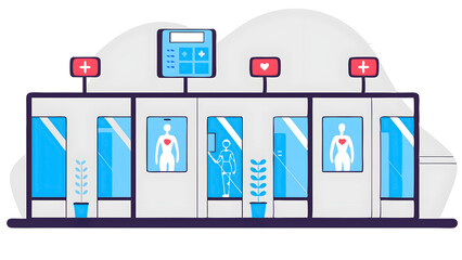 Obraz premium A futuristic hospital with automated patient monitoring systems.