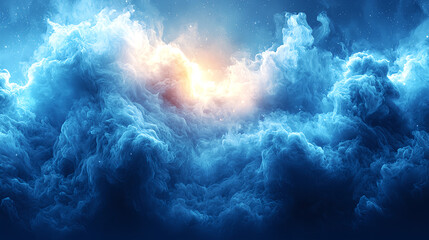 Fototapeta premium Ethereal clouds illuminated by a radiant light