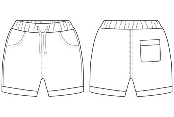 Nfant Boys Half short Pant flat sketch vector illustration