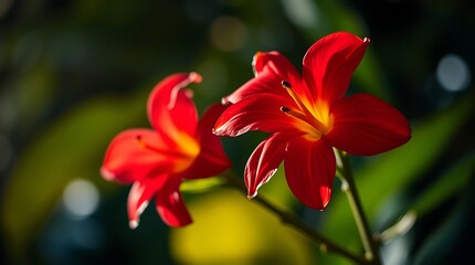 Fototapeta premium Tropical Flowers Background with Vibrant Colors and Lush Foliage for a Refreshing and Exotic Design