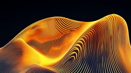 Abstract Golden Waveform Curving Lines Design