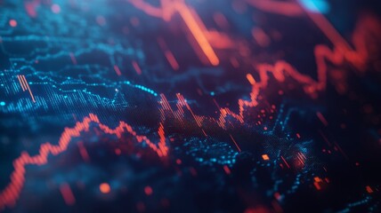 Modern digital representation of financial data with glowing lines and graphs depicting market trends and analysis