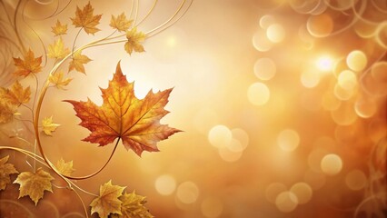 Fototapeta premium Golden Autumn Leaves on a Twirling Vine with a Soft Bokeh Background