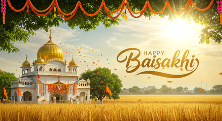 Baisakhi Festival with Temple and Garlands