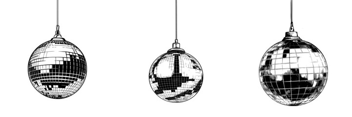 The disco ball is depicted in a minimalist style, hand-drawn on a simple beige background