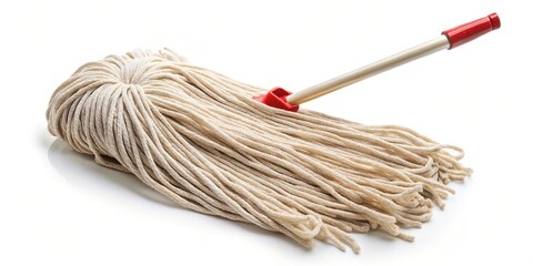 Cotton String Mop on White Background