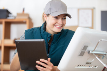 young woman engineer working on robotics project