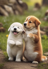 Cutest Pair of puppies in the World Art Print - High-Resolution JPG for Adorable Interior D&eacute;cor