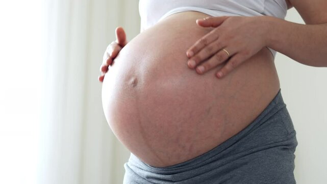 Pregnant concept. Pregnant woman hands on belly touching