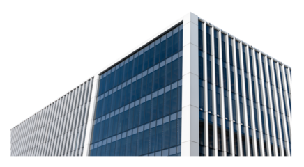 Perspective to a modern office buildings isolated in transparent sky