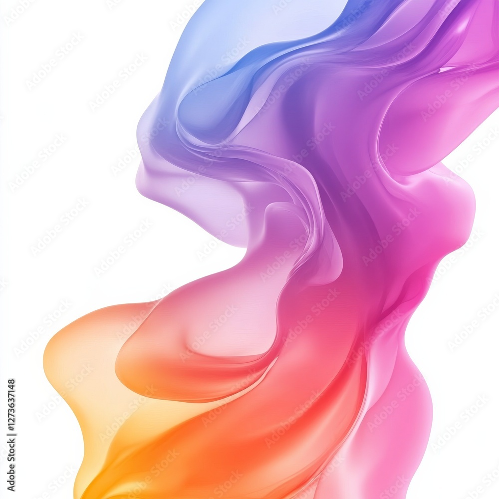 Poster Abstract Gradient Flow: Soft Waves of Color Blend and Swirl on a White Background
