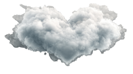 heart shaped cloud isolated on white transparent background PNG