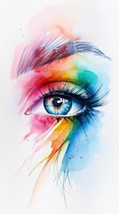 Watercolour Illustration Depicting the Stages of Laser Eye Correction Including Examination, Treatment, and Post-Operative Care