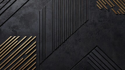 Abstract black gold geometric texture design background