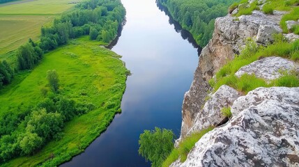 Fototapeta premium River Valley Clifftop View