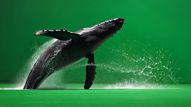 A black whale jumping out of the water