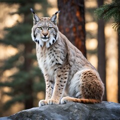 Fototapeta premium lynx on a rock