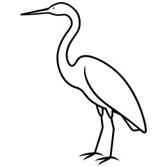 Minimalist Heron Line Art Vector